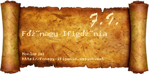 Fónagy Ifigénia névjegykártya